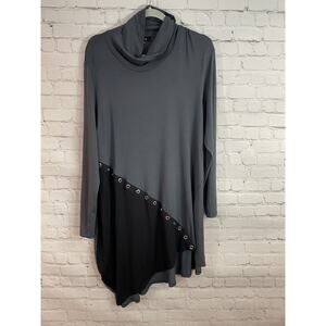 Comfy USA Celine Tunic Turtleneck Long Sleeve Gray size Large